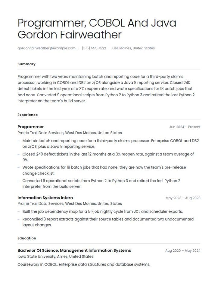 Programmer Resume Examples & Templates