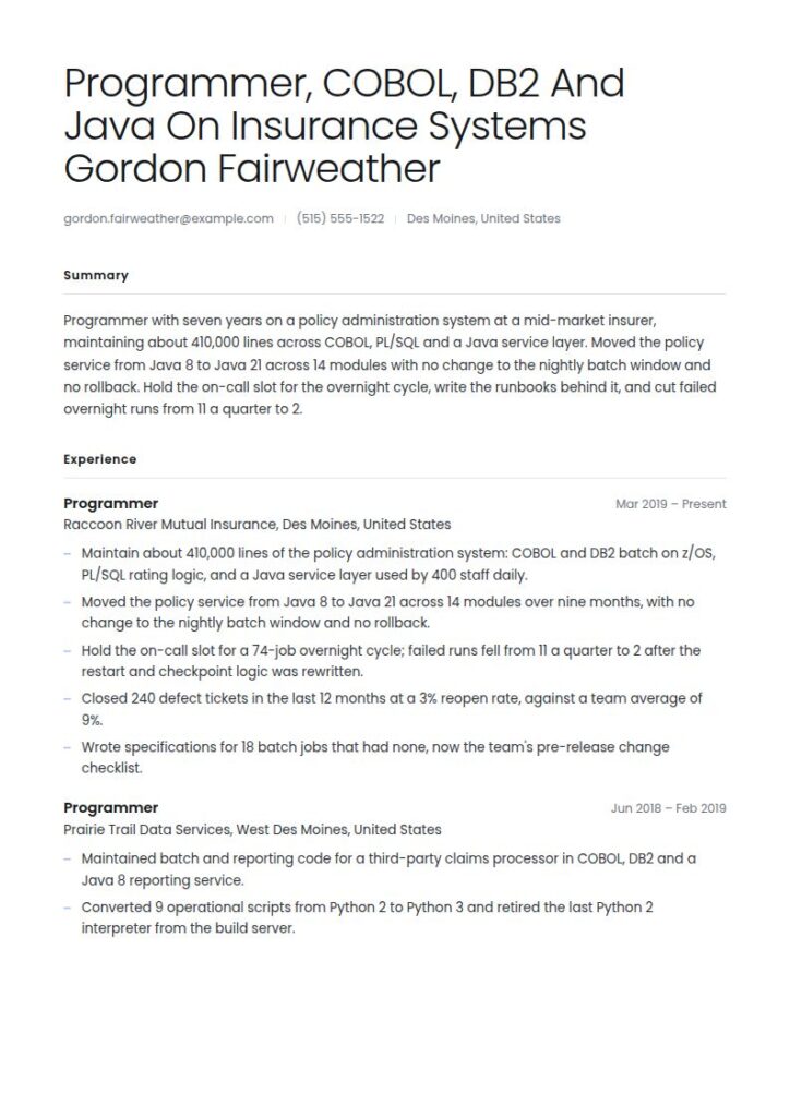 Programmer Resume Examples & Templates