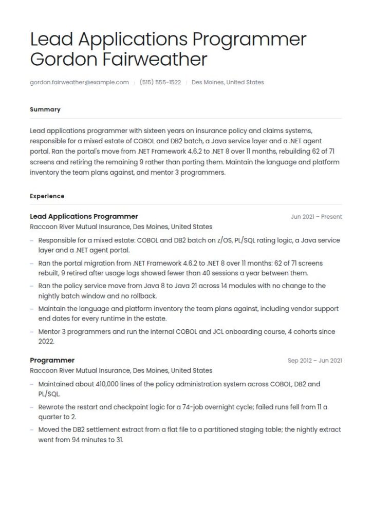Programmer Resume Examples & Templates