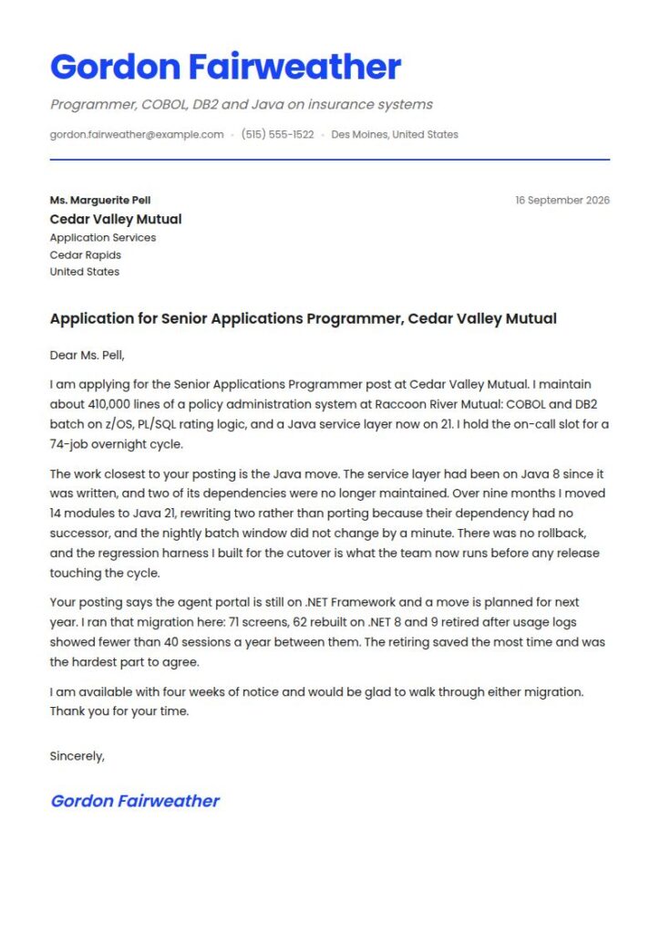 Programmer Cover Letter Examples & Templates