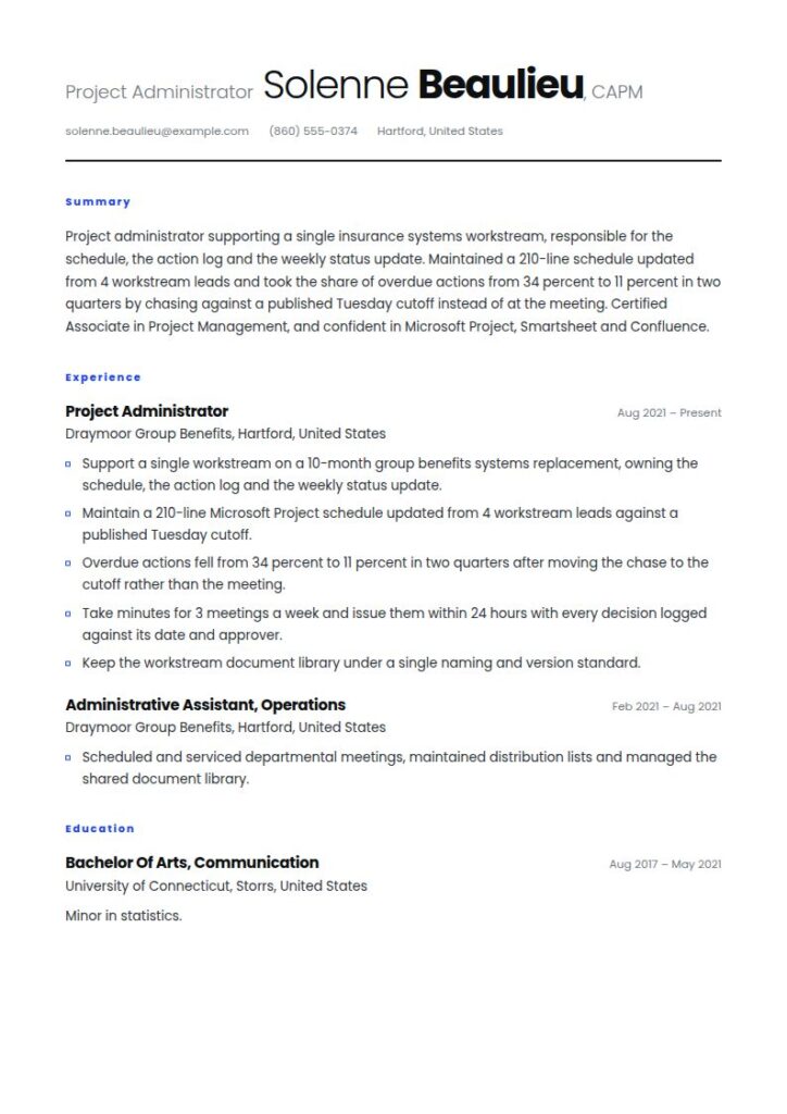 Project Coordinator Resume Examples & Templates