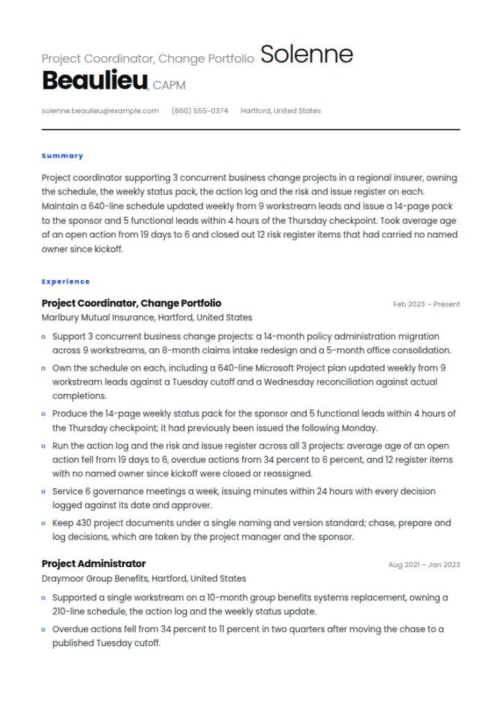 Project Coordinator Resume Examples & Templates