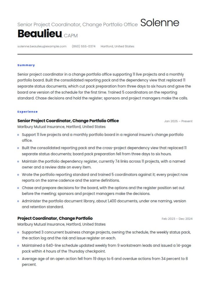 Project Coordinator Resume Examples & Templates