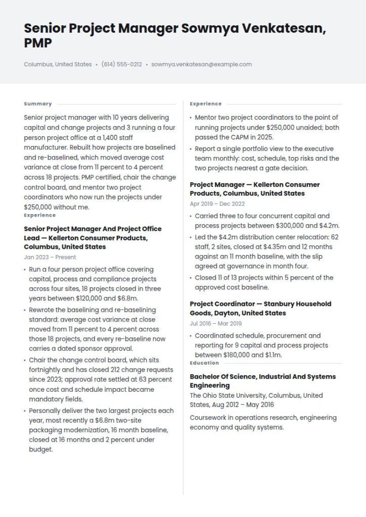 Project Manager Resume Examples & Templates