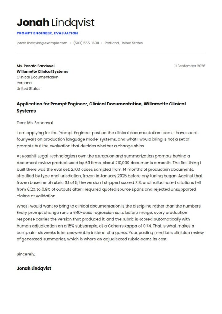 Prompt Engineer Cover Letter Examples & Templates