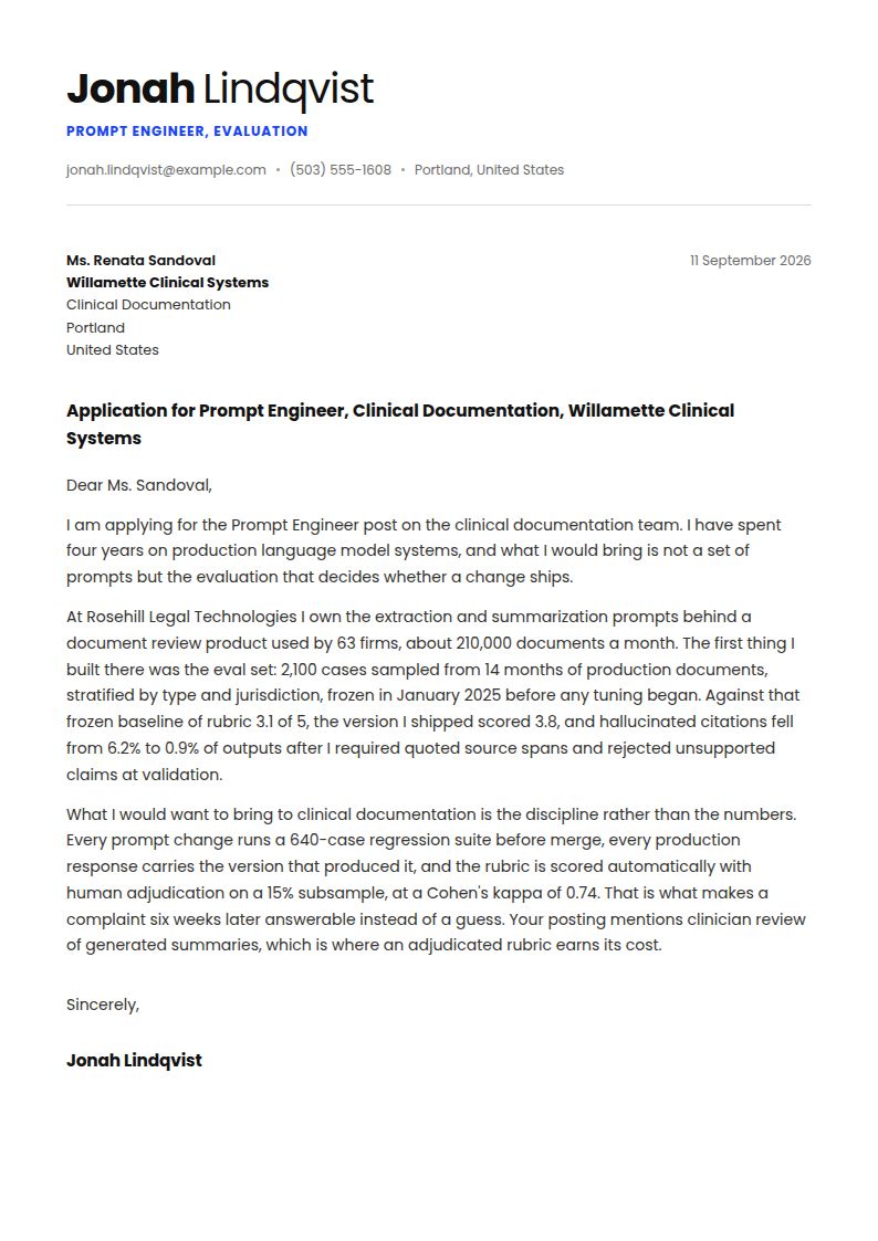 Prompt Engineer Cover Letter Examples & Templates