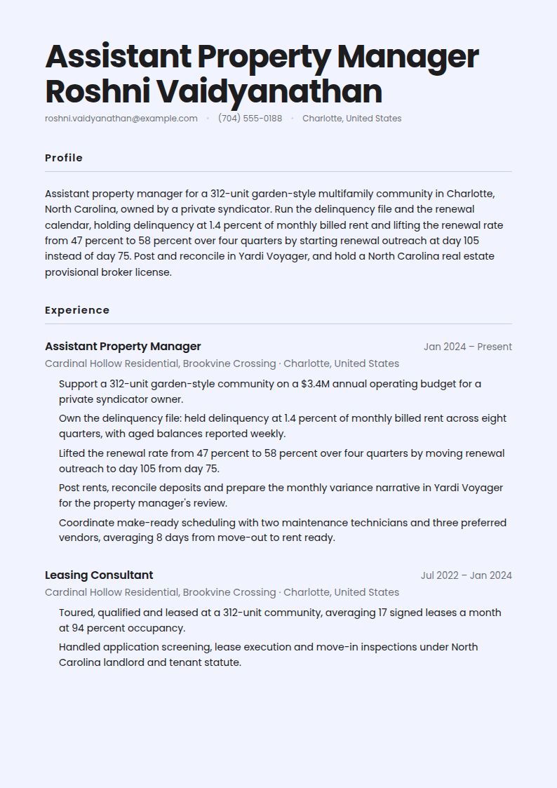 Property Manager Resume Examples & Templates