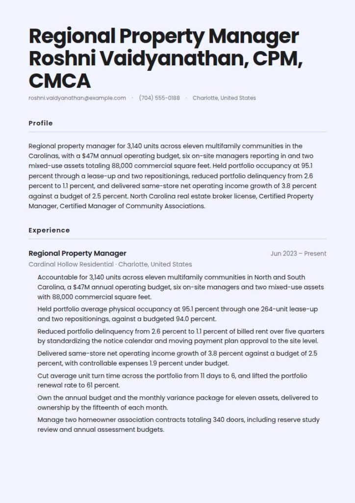 Property Manager Resume Examples & Templates
