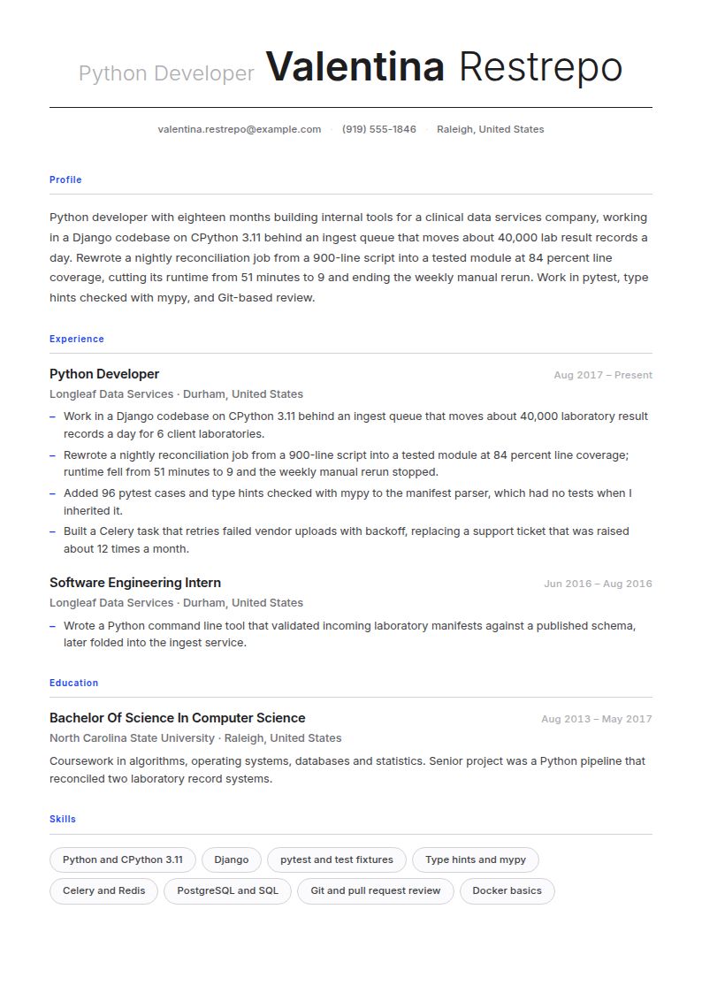 Python Developer Resume Examples & Templates
