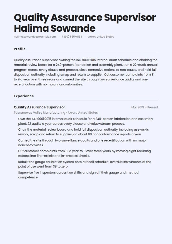 Quality Assurance Resume Examples & Templates