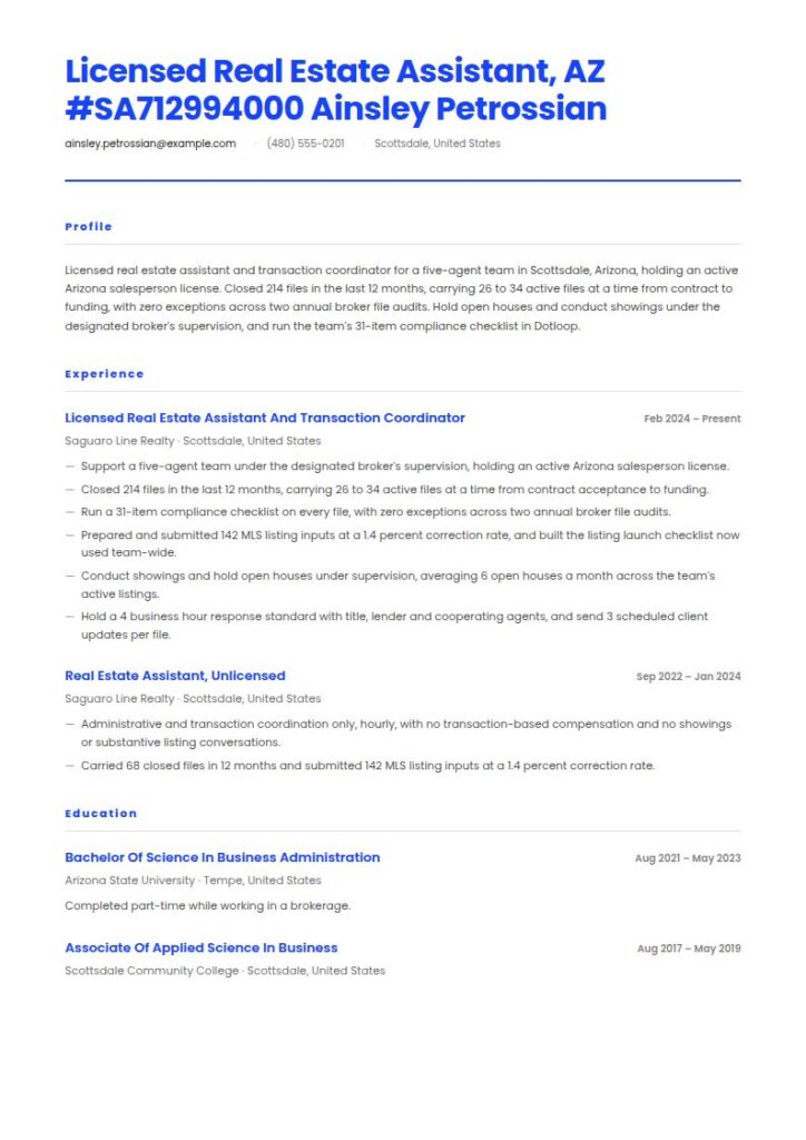 Real Estate Assistant Resume Examples & Templates