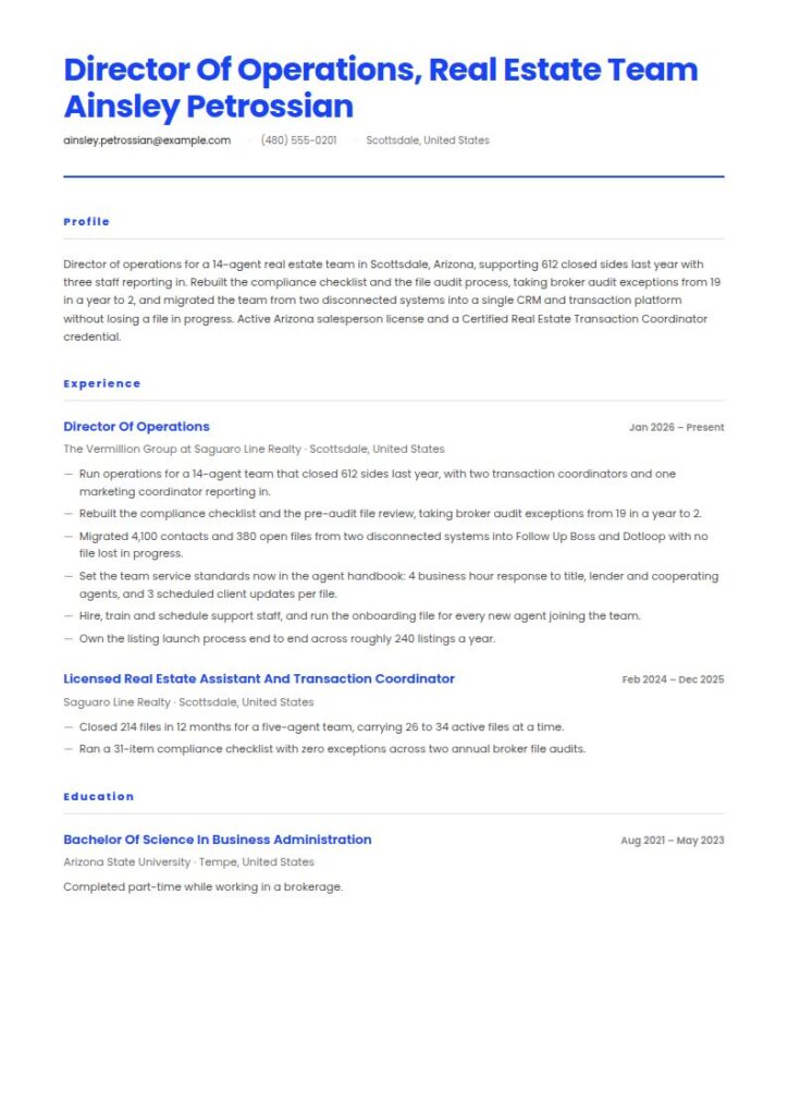 Real Estate Assistant Resume Examples & Templates