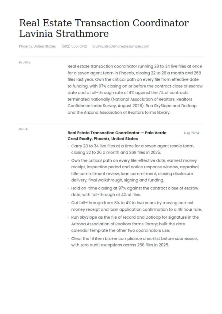 Real Estate Coordinator Resume Examples & Templates