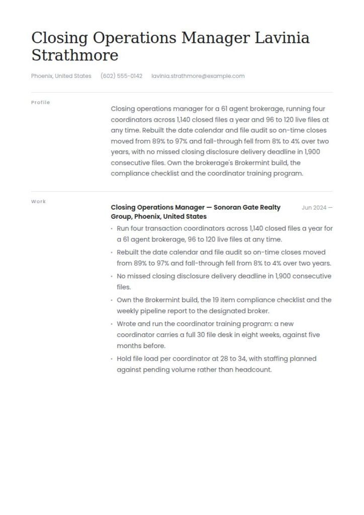Real Estate Coordinator Resume Examples & Templates