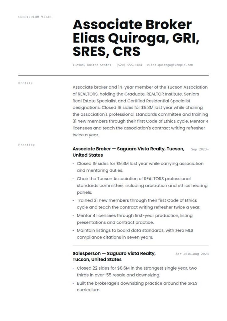 Realtor Resume Examples & Templates