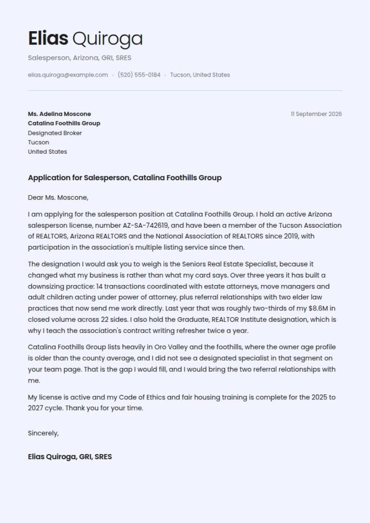 Realtor Cover Letter Examples & Templates