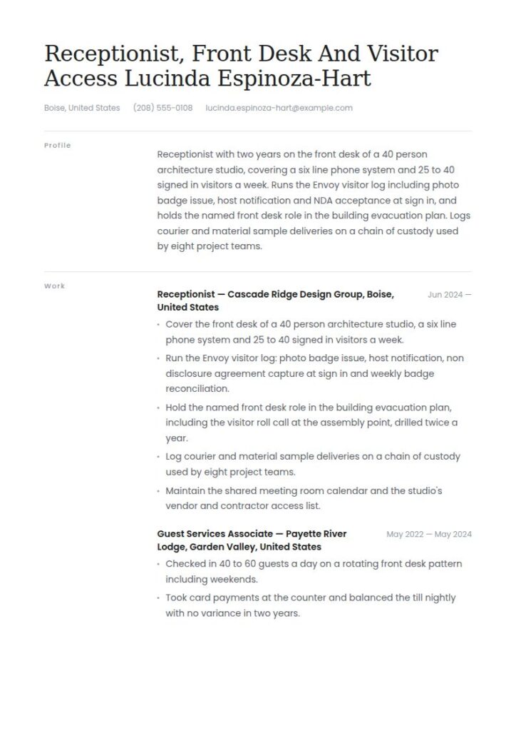 Receptionist Resume Examples & Templates