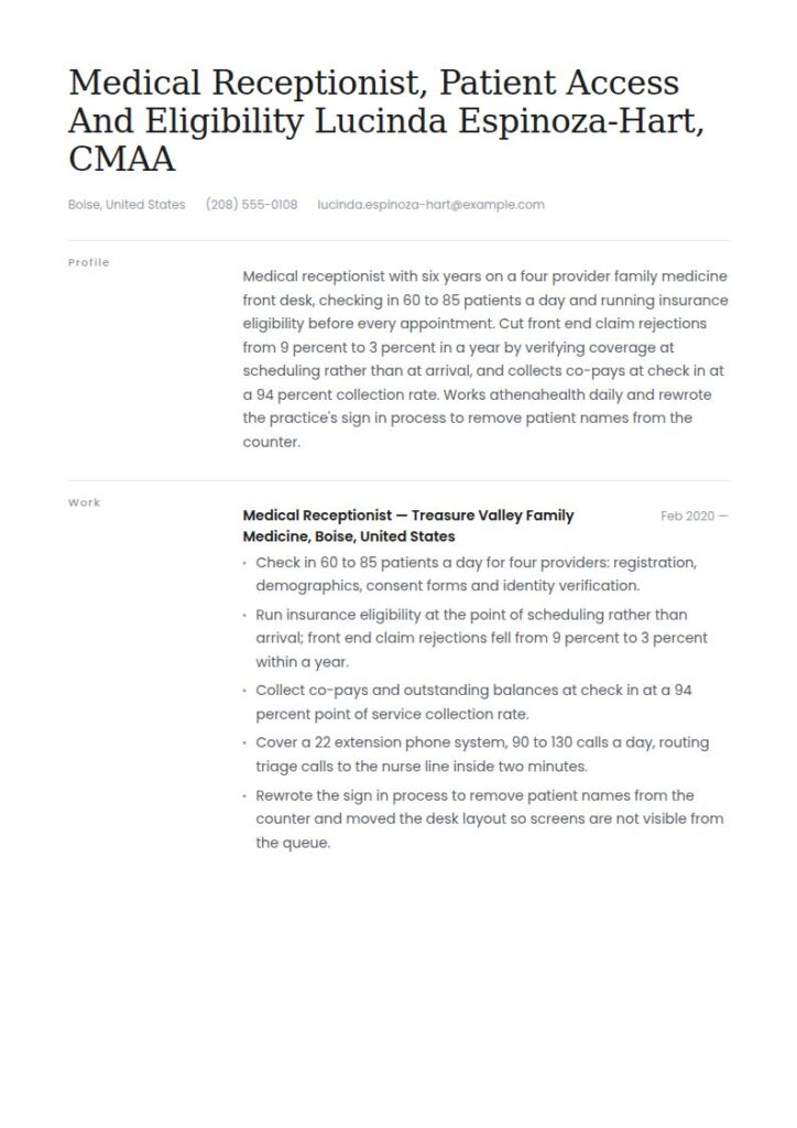 Receptionist Resume Examples & Templates
