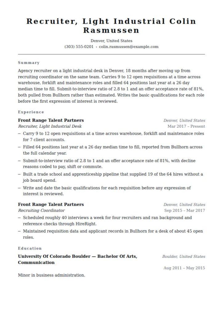 Recruiter Resume Examples & Templates