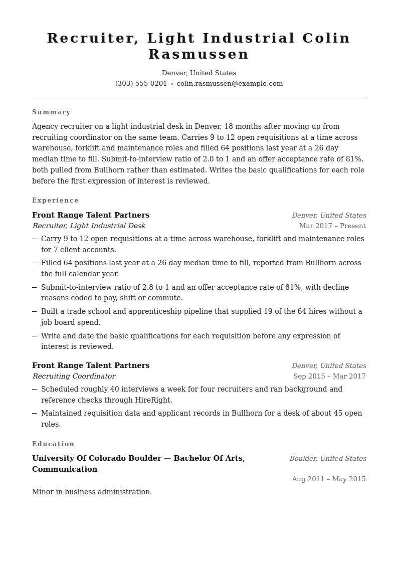Recruiter Resume Examples & Templates