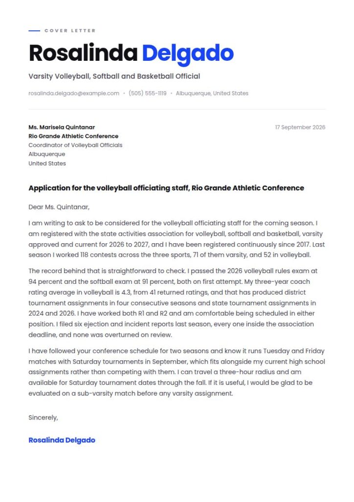 Referee Cover Letter Examples & Templates