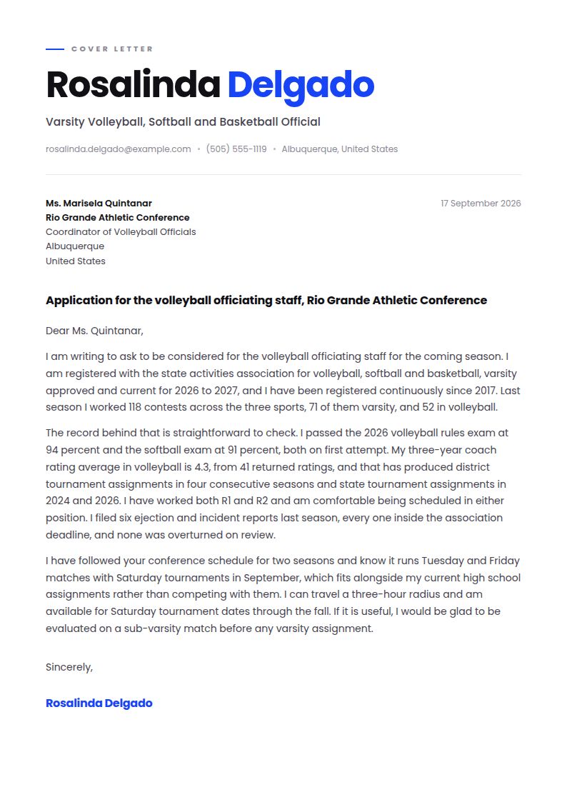 Referee Cover Letter Examples & Templates