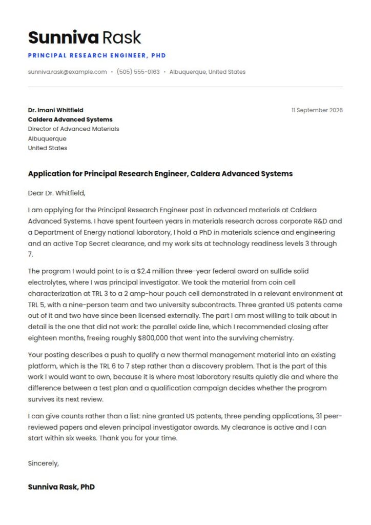 Research Engineer Cover Letter Examples & Templates
