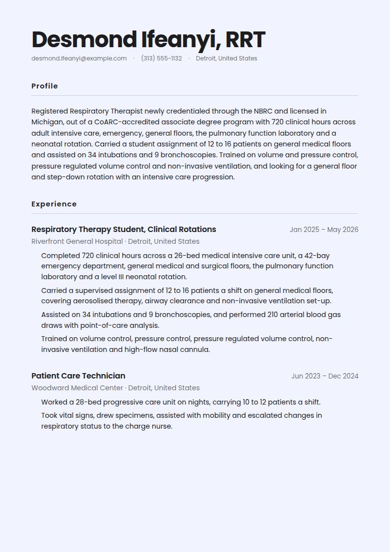 Respiratory Therapist Resume Examples & Templates
