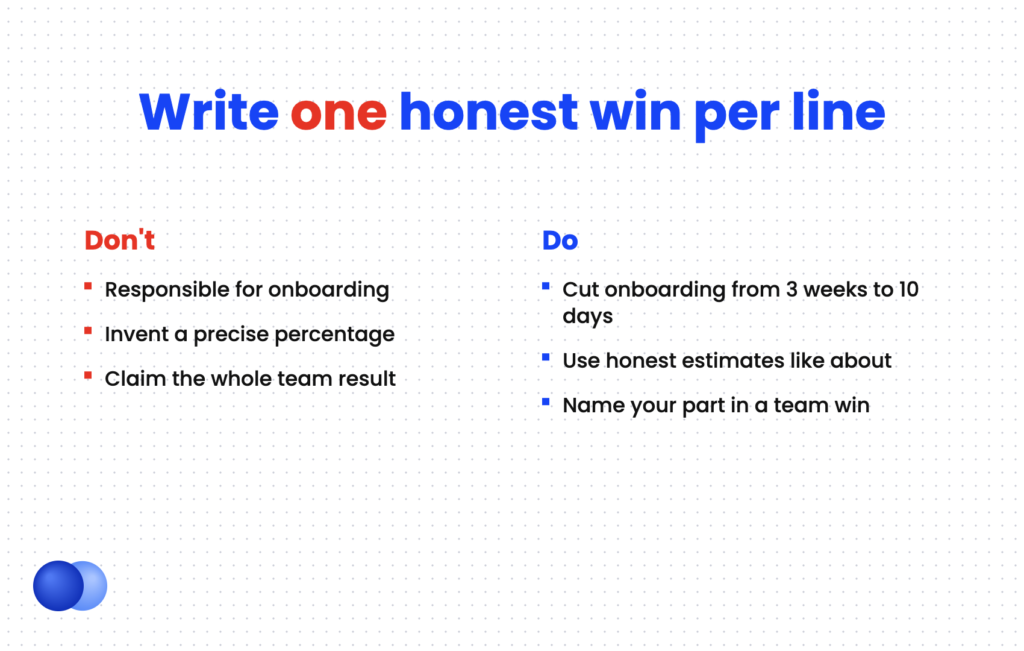 Do and dont comparison of weak versus strong resume accomplishments