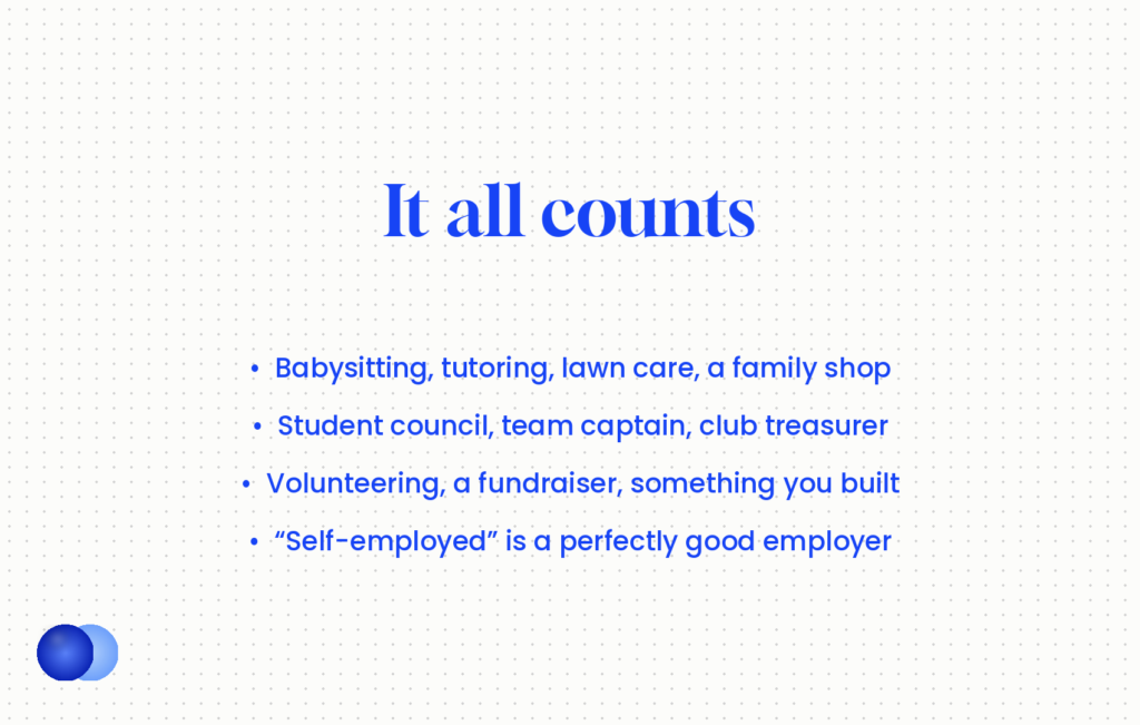 What counts as experience on a resume for a part time job