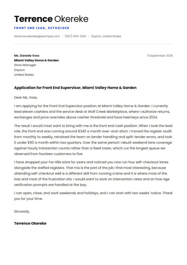 Retail Cashier Cover Letter Examples & Templates