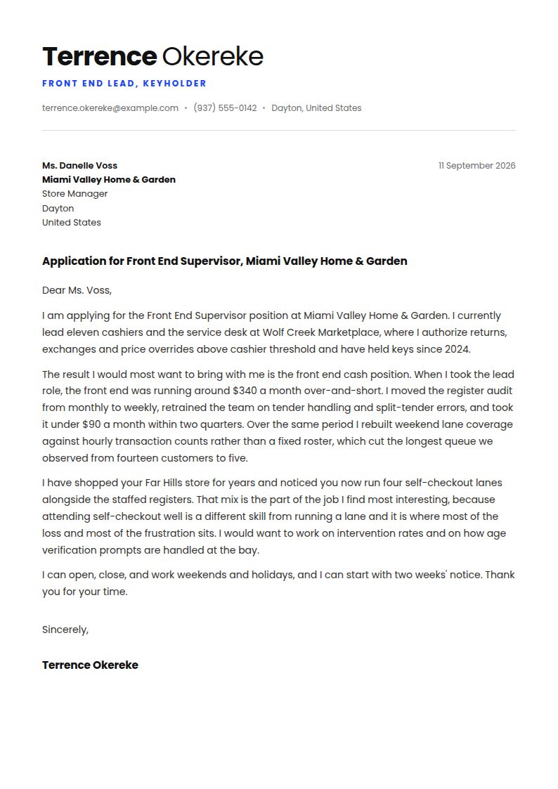 Retail Cashier Cover Letter Examples & Templates