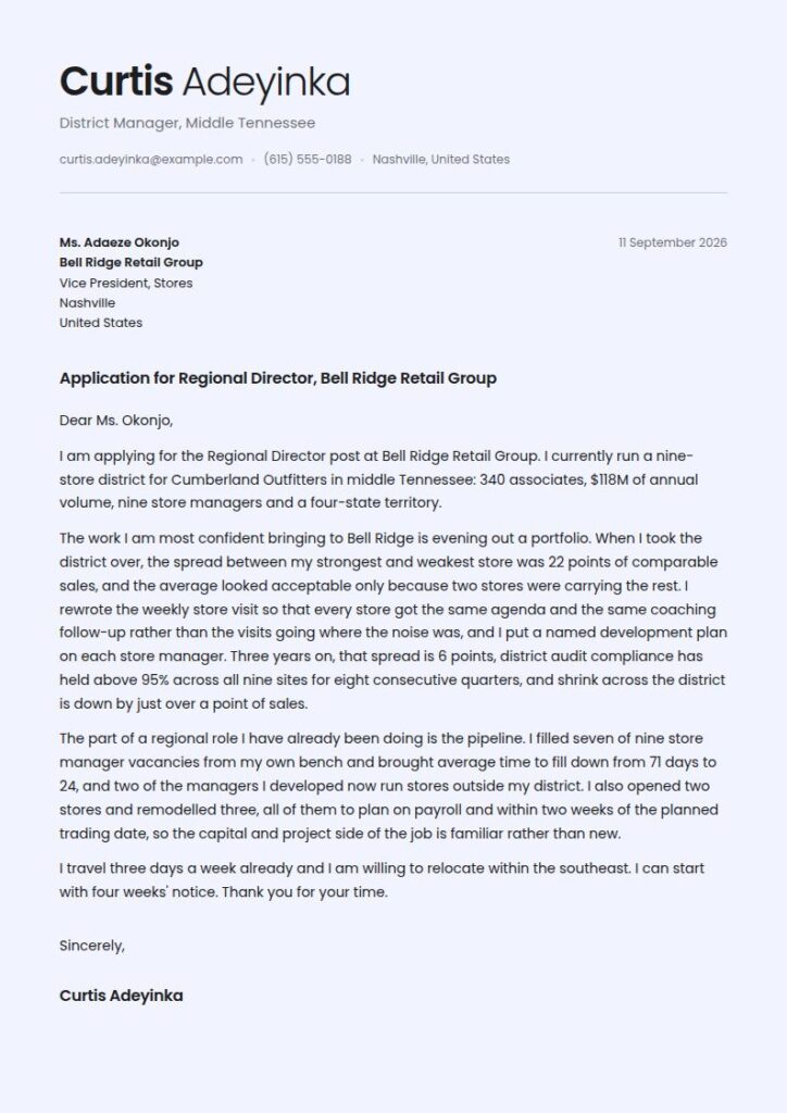 Retail Manager Cover Letter Examples & Templates