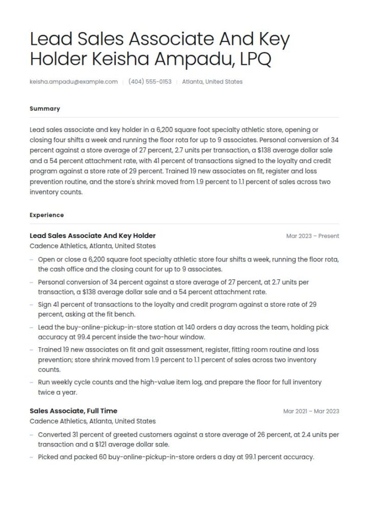 Sales Associate Resume Examples & Templates