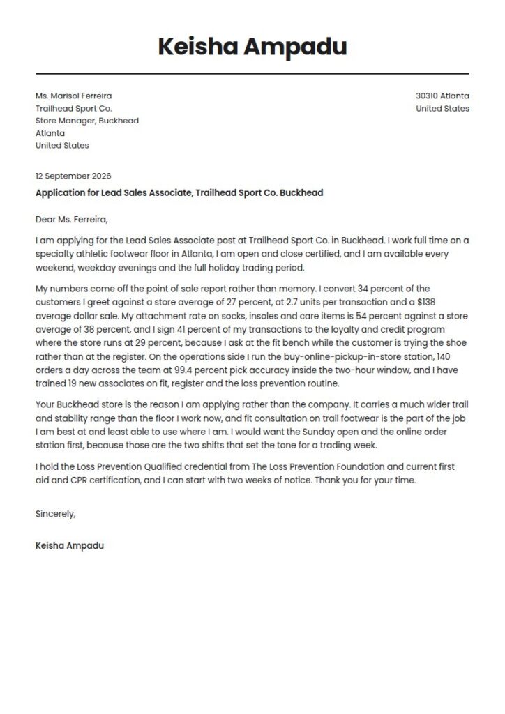 Sales Associate Cover Letter Examples & Templates