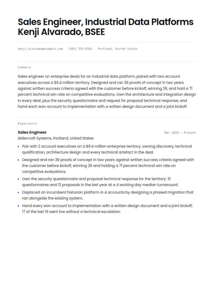 Sales Engineer Resume Examples & Templates