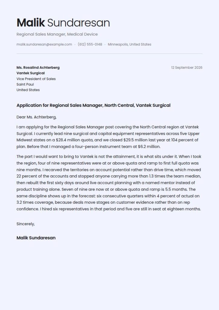 Sales Manager Cover Letter Examples & Templates