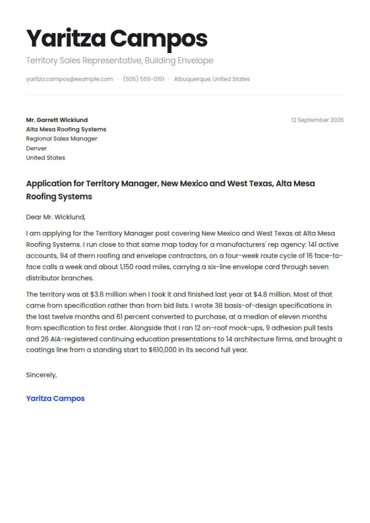 Sales Representative Cover Letter Examples & Templates