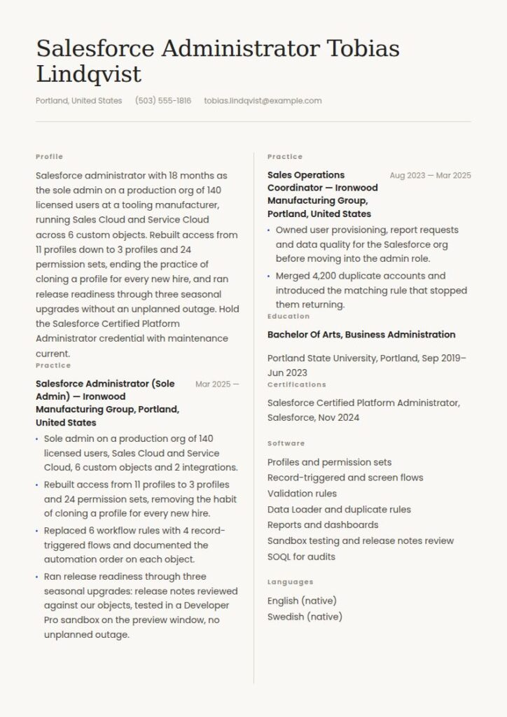 Salesforce Admin Resume Examples & Templates