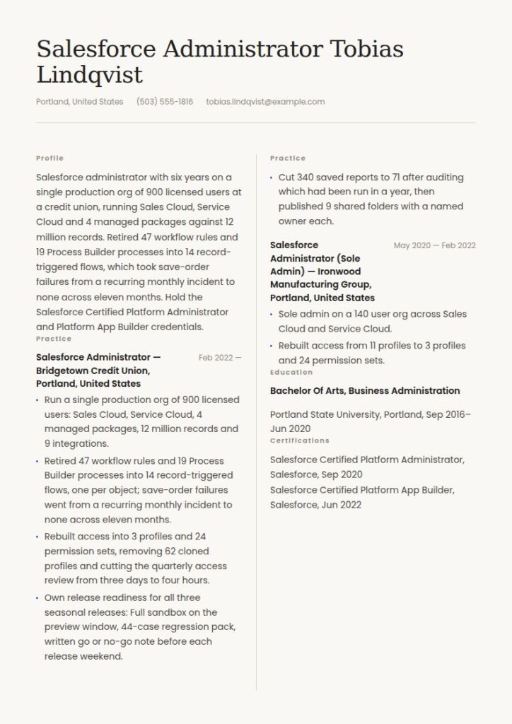 Salesforce Admin Resume Examples & Templates