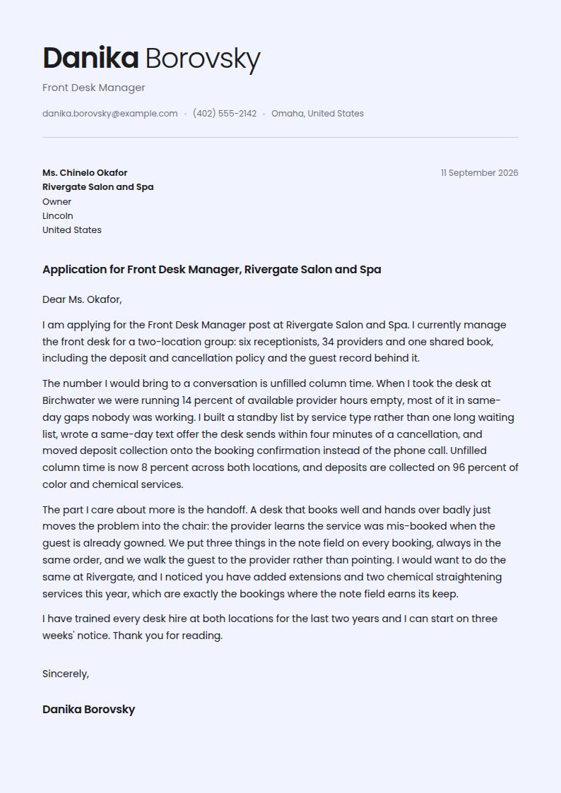 Salon Receptionist