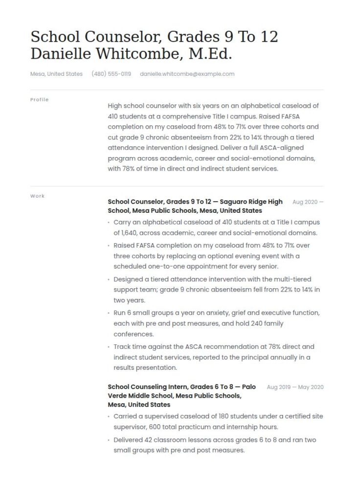 School Counselor Resume Examples & Templates