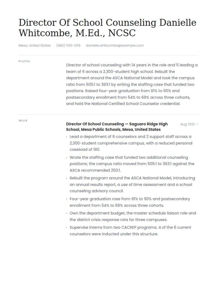 School Counselor Resume Examples & Templates