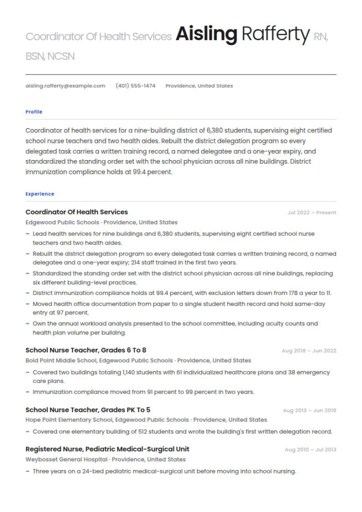 School Nurse Resume Examples & Templates