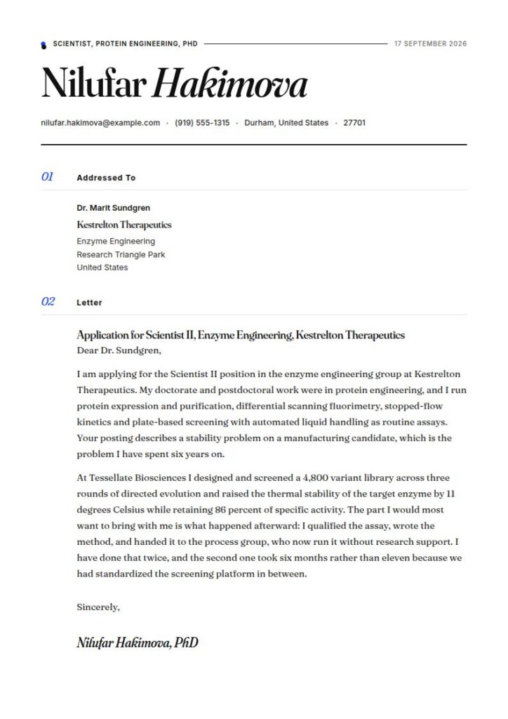 Scientist Cover Letter Examples & Templates