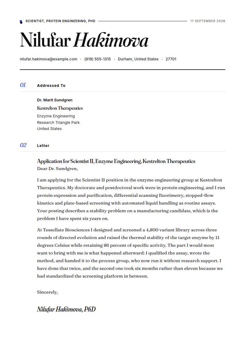 Scientist Cover Letter Examples & Templates