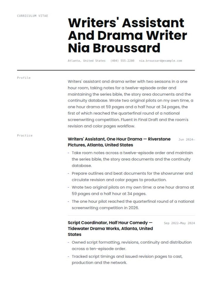 Screenwriter Resume Examples & Templates