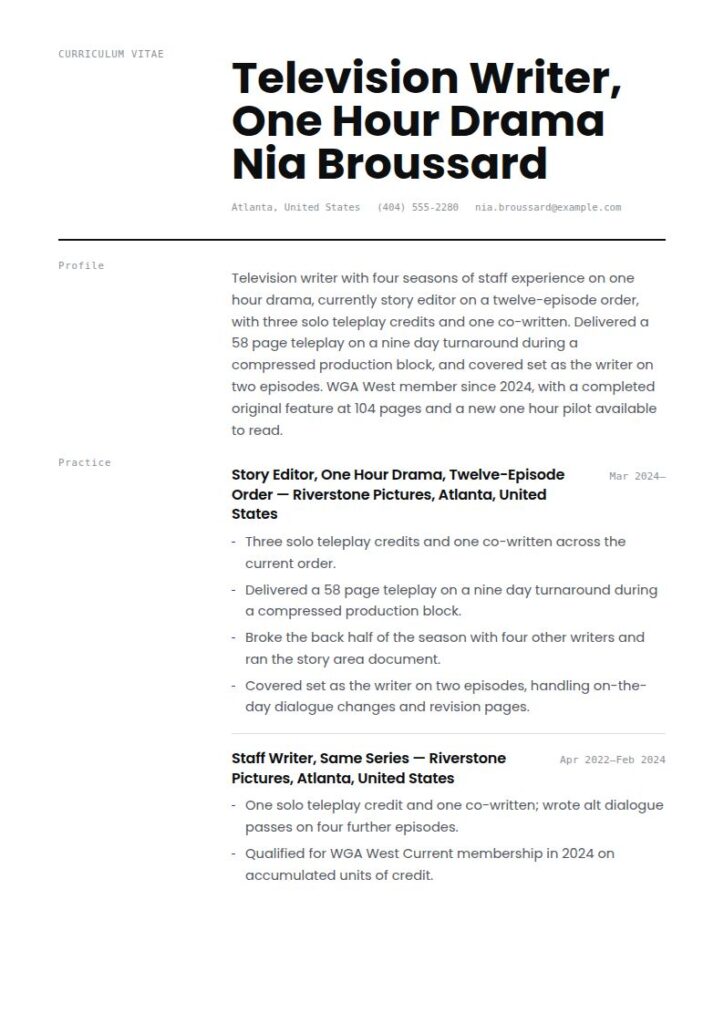 Screenwriter Resume Examples & Templates