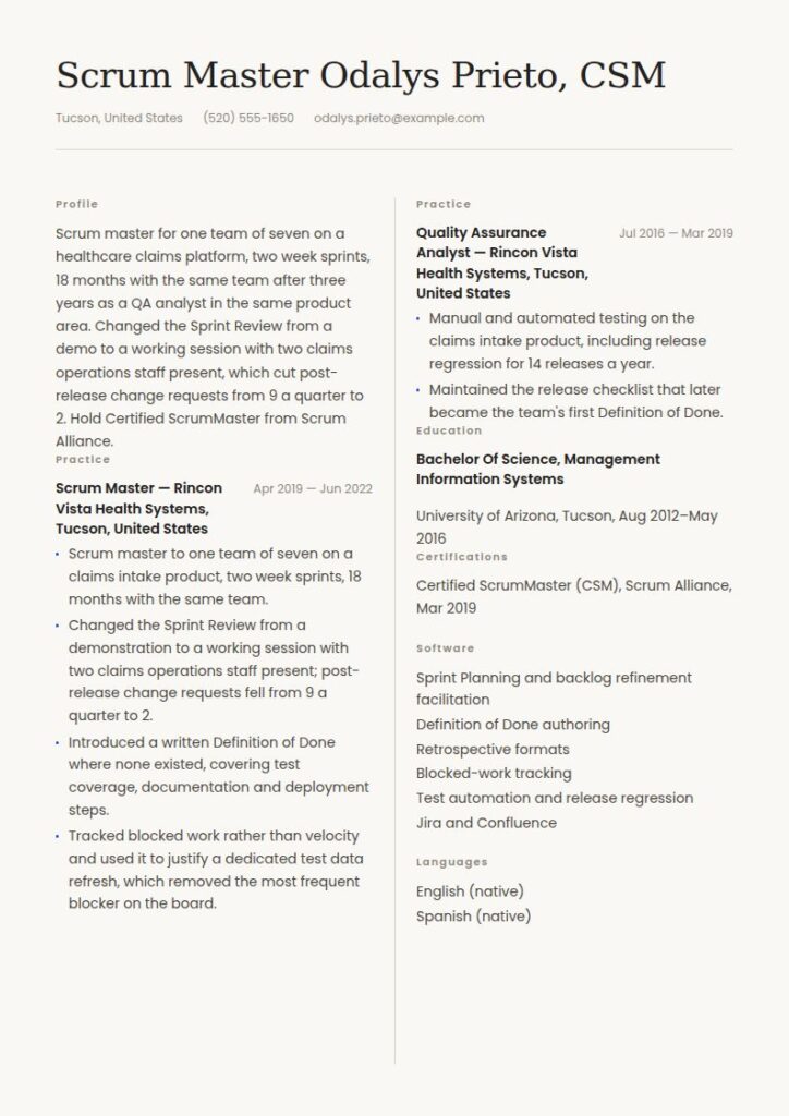 Scrum Master Resume Examples & Templates