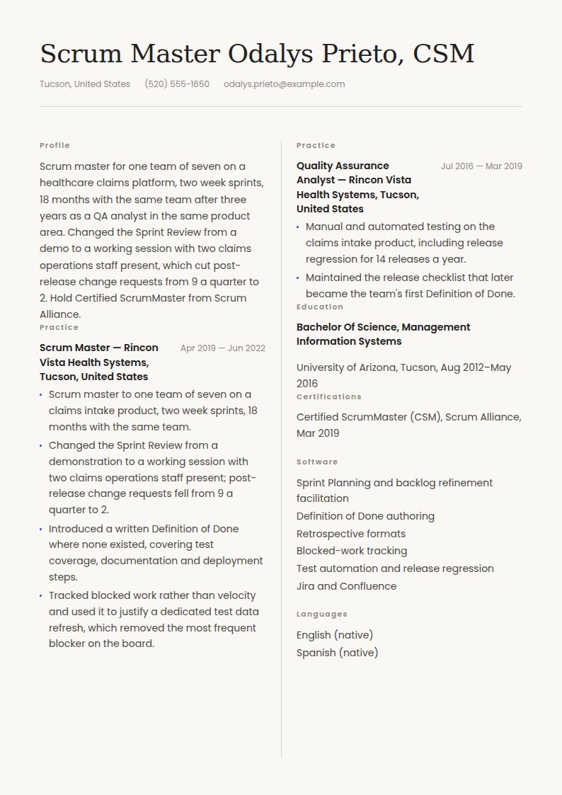 Scrum Master Resume Examples & Templates
